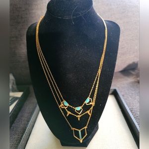 Necklace, turquoise and gold